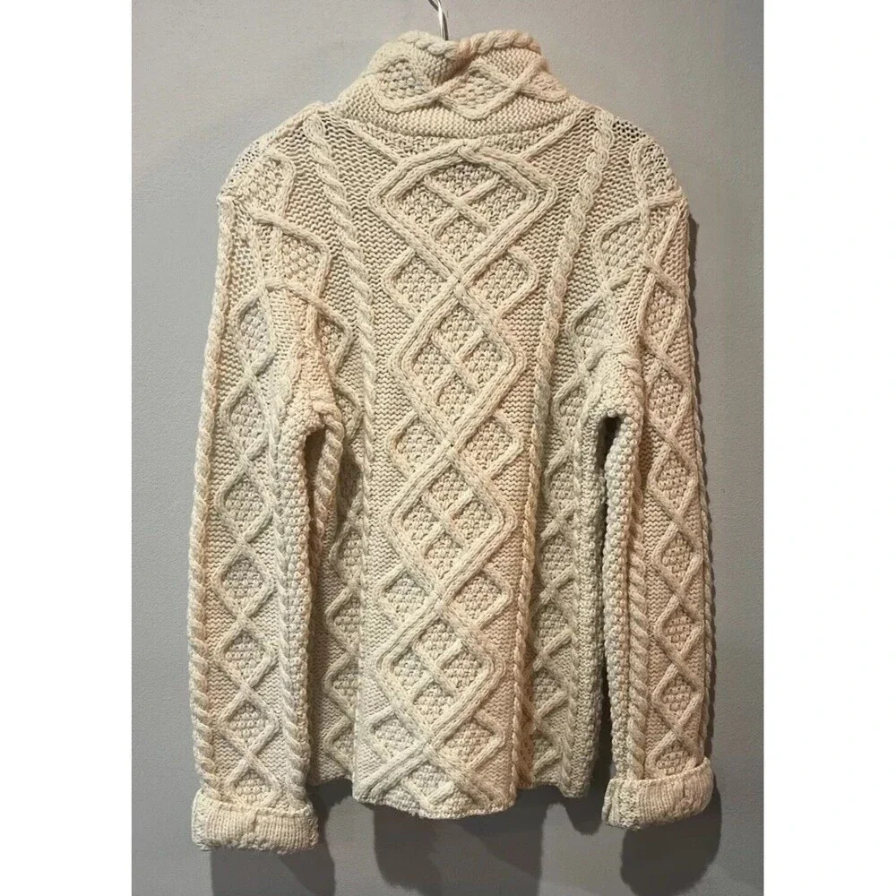Paul James England‎ Sweater Women’s Small Beige Cable Knit Pullover Mock Neck